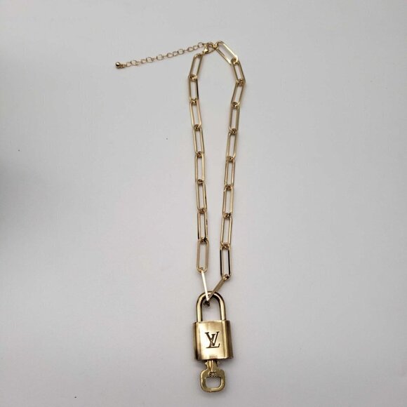 Authentic Louis Vuitton Lock and Key Gold Color with Gold Plated Chain Necklace - Picture 3 of 8